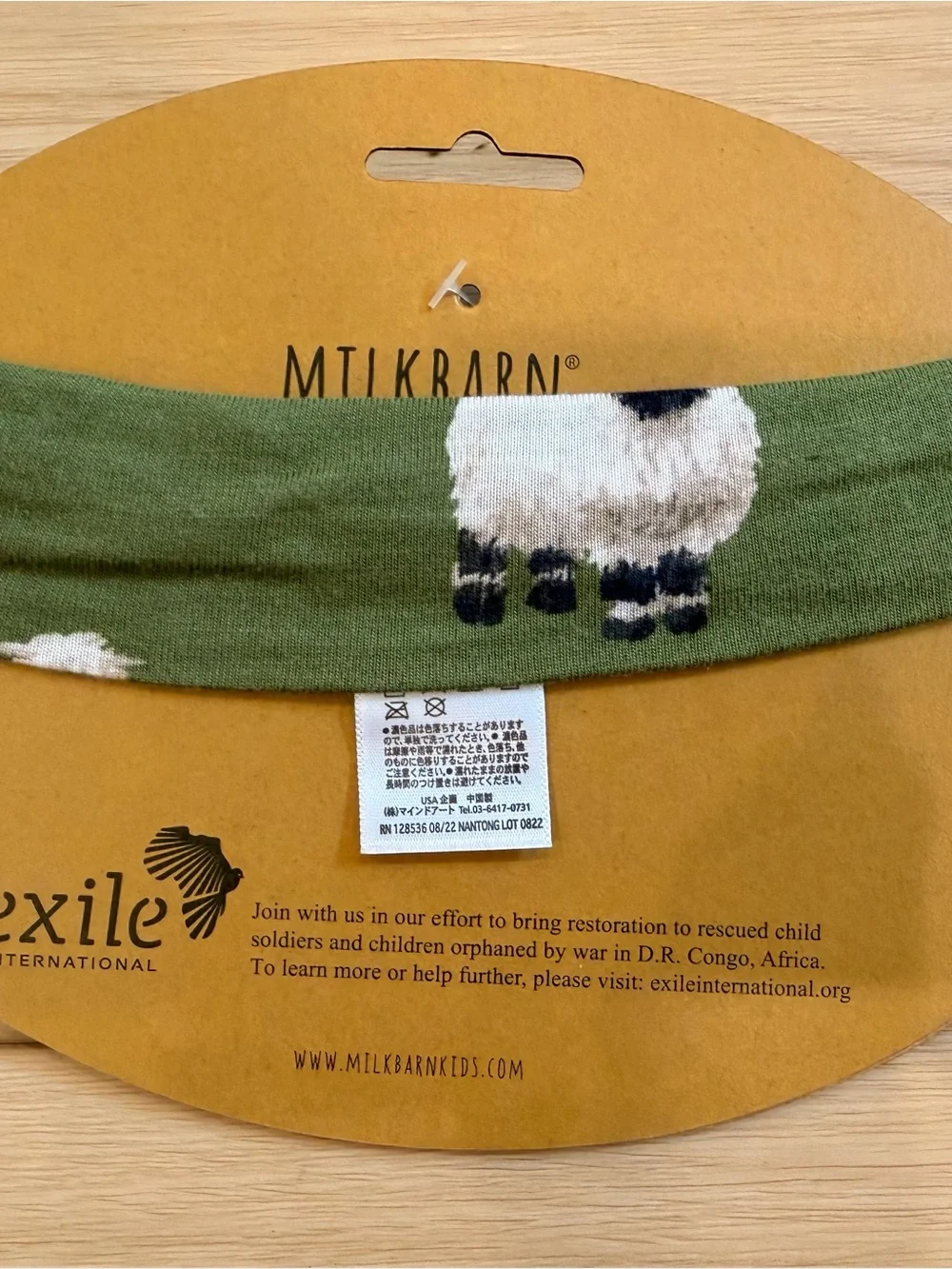 Milkbarn Olive Green Baby Headband with Sheep Print